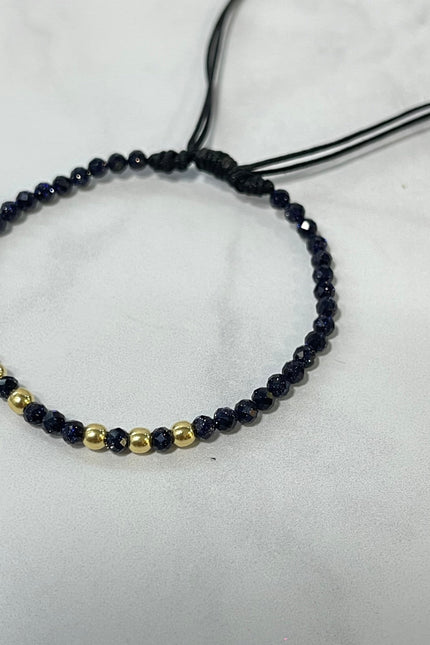 Pulsera Lluvia De Plata Hilo Negro / 3Mm /