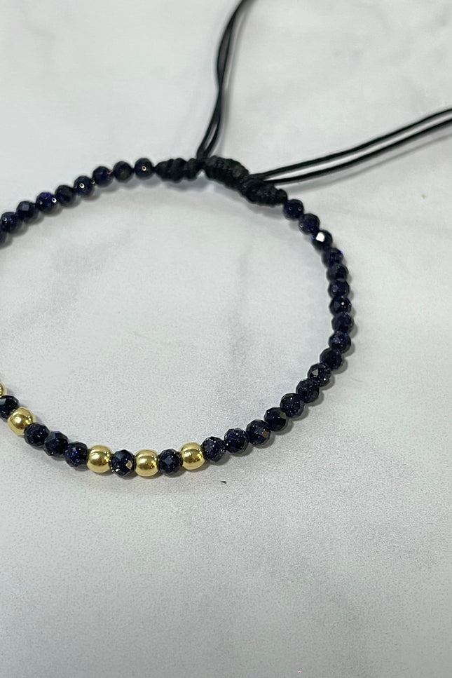 Pulsera Lluvia De Plata Hilo Negro / 3Mm /