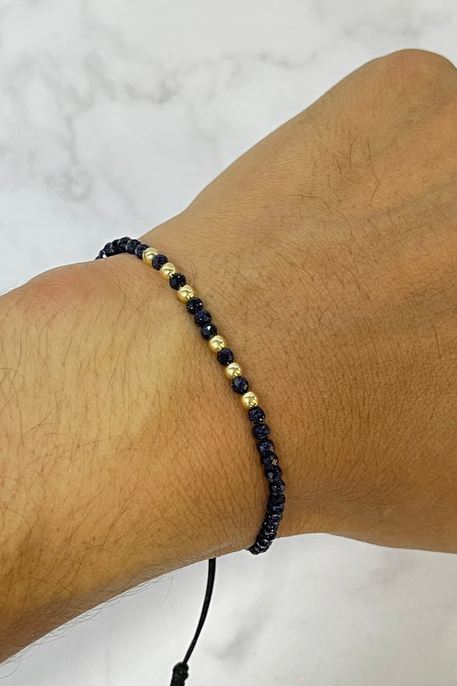 Pulsera Lluvia De Plata Hilo Negro / 3Mm /