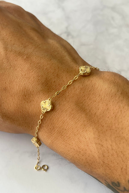 Pulso Trebol Diamantado / 7.6Mm / 4.1Gr / 19Cm /