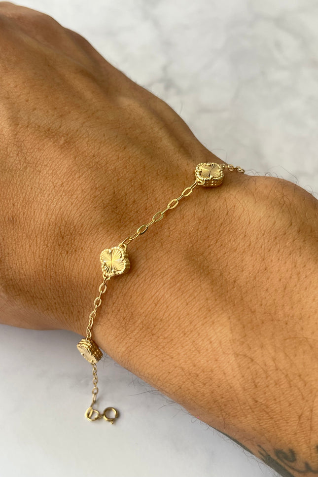 Pulso Trebol Diamantado / 7.6Mm / 4.1Gr / 19Cm /