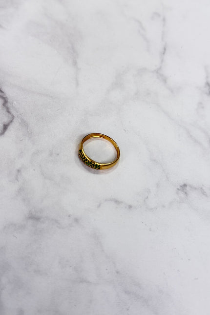 Anillo Con Swarovski Verde / T6 / 2.06Gr /