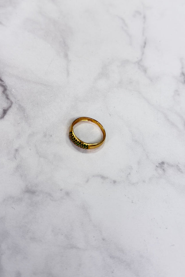 Anillo Con Swarovski Verde / T6 / 2.06Gr /