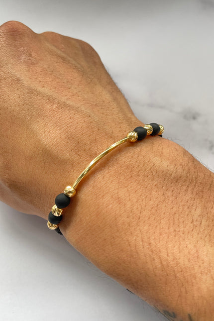 Pulsera Hilo Negro Con herraje Tubo Melcocha / 1.09Gr / Bola / Mm /