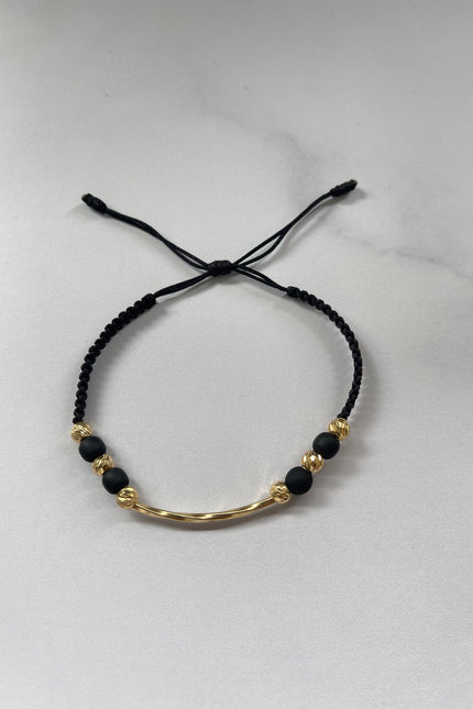 Pulsera Hilo Negro Con herraje Tubo Melcocha / 1.09Gr / Bola / Mm /