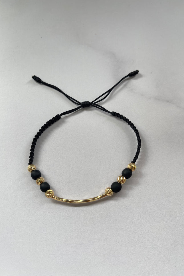 Pulsera Hilo Negro Con herraje Tubo Melcocha / 1.09Gr / Bola / Mm /