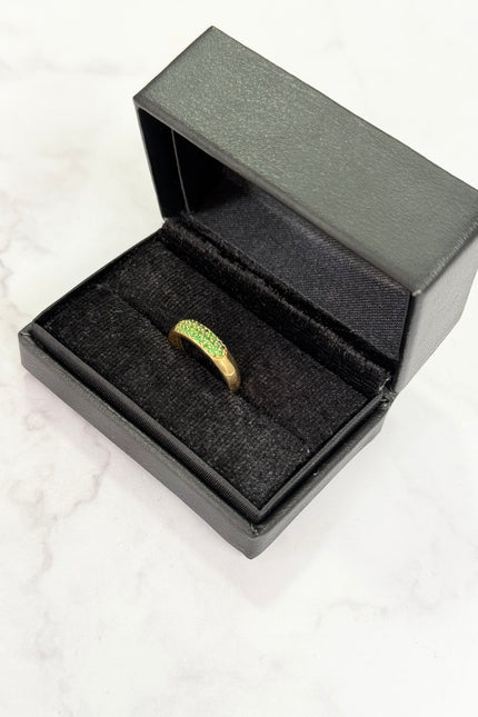 Anillo Con Swarovski Verde / T6 / 2.06Gr /