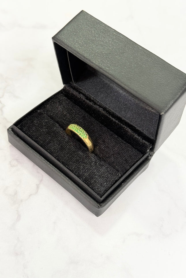 Anillo Con Swarovski Verde / T6 / 2.06Gr /
