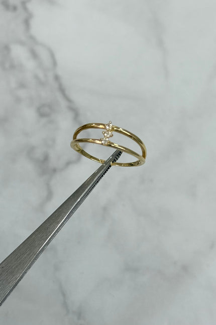 Anillo Doble Con Swarovski Blanco / T8 / 2.09Gr /