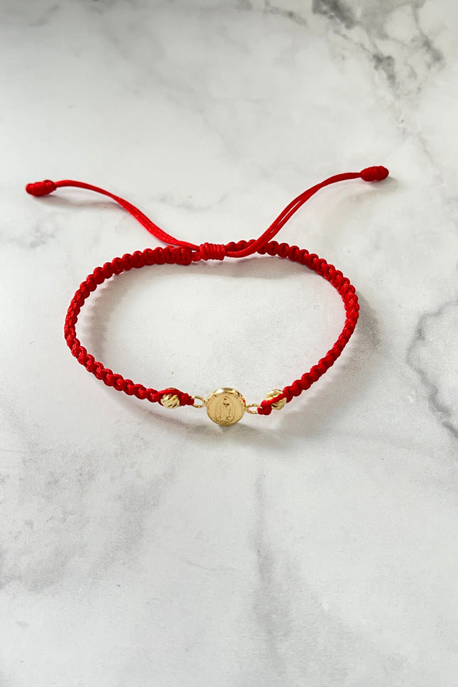Pulsera Hilo Rojo Con Herraje Guadalupe / 0.52Gr / 4Mm /