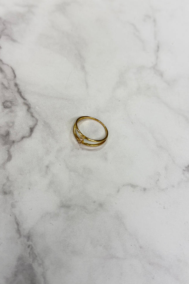 Anillo Doble Con Swarovski Blanco / T8 / 2.09Gr /