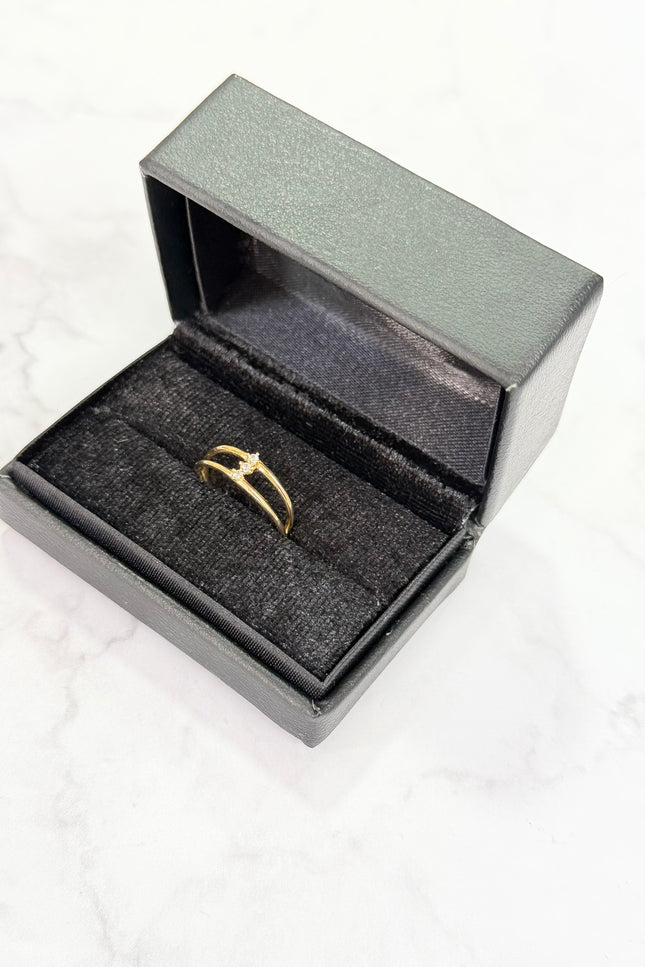 Anillo Doble Con Swarovski Blanco / T8 / 2.09Gr /