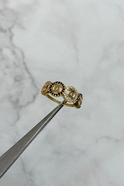 Anillo Chanel Con Swarovski / T7 1/4 / 2.7Gr /