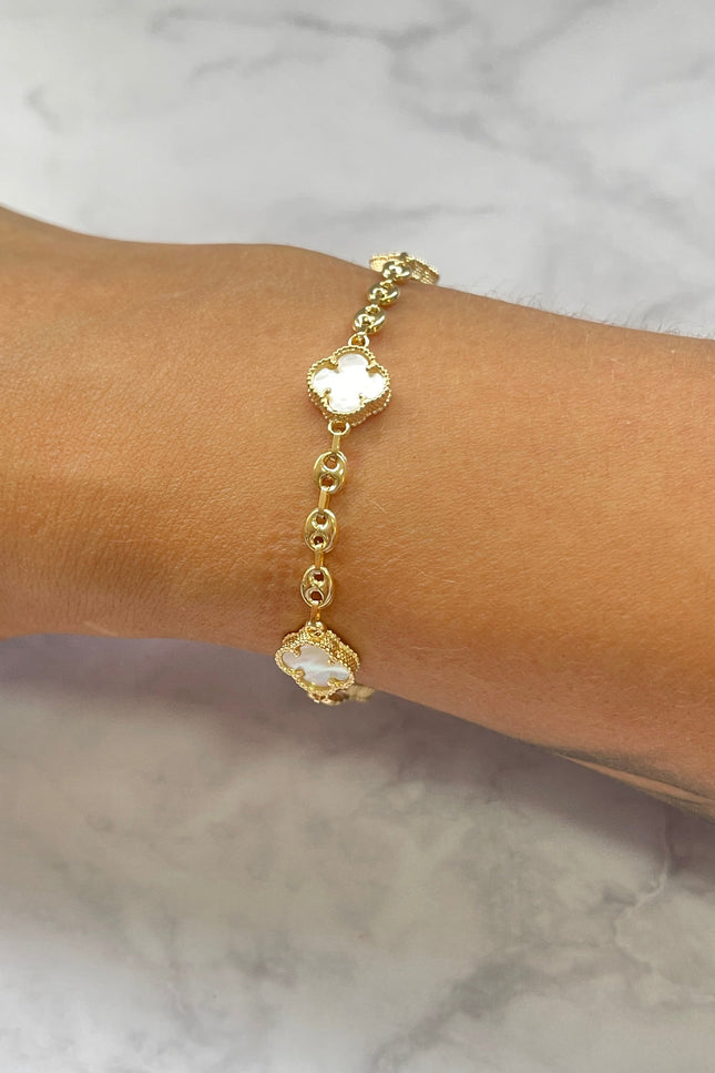 Pulso GC Con Trébol Blanco / 4.0Mm / 6.04Gr / 19Cm /