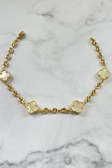 Pulso GC Con Trébol Blanco / 4.0Mm / 6.04Gr / 19Cm /