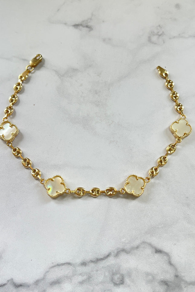 Pulso GC Con Trébol Blanco / 4.0Mm / 6.04Gr / 19Cm /