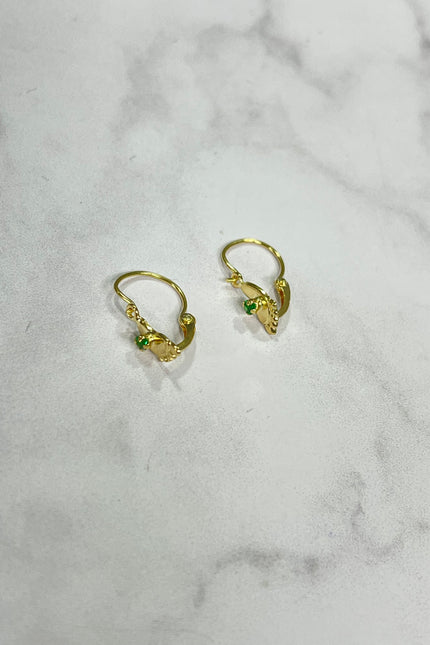 Candongas Silueta De pie Swarovski Verde / 1.2Cm / 0.6Gr