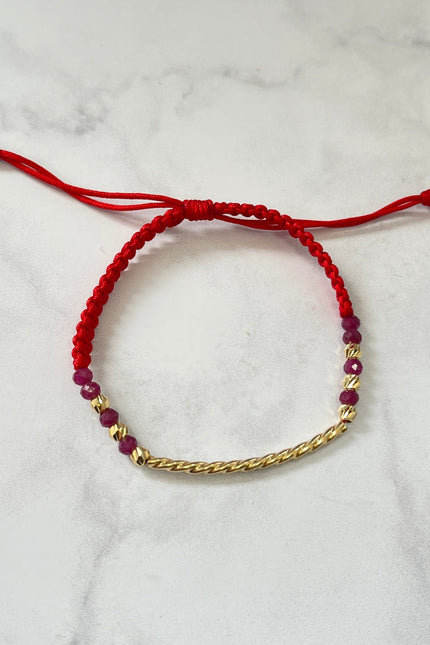 Pulsera De Hilo Rojo Herraje Tubo / 0.51Gr / 3Mm /