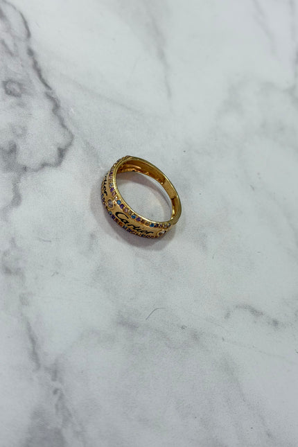Anillo CT Con Swarovski De Colores / T7 / 2.81Gr /