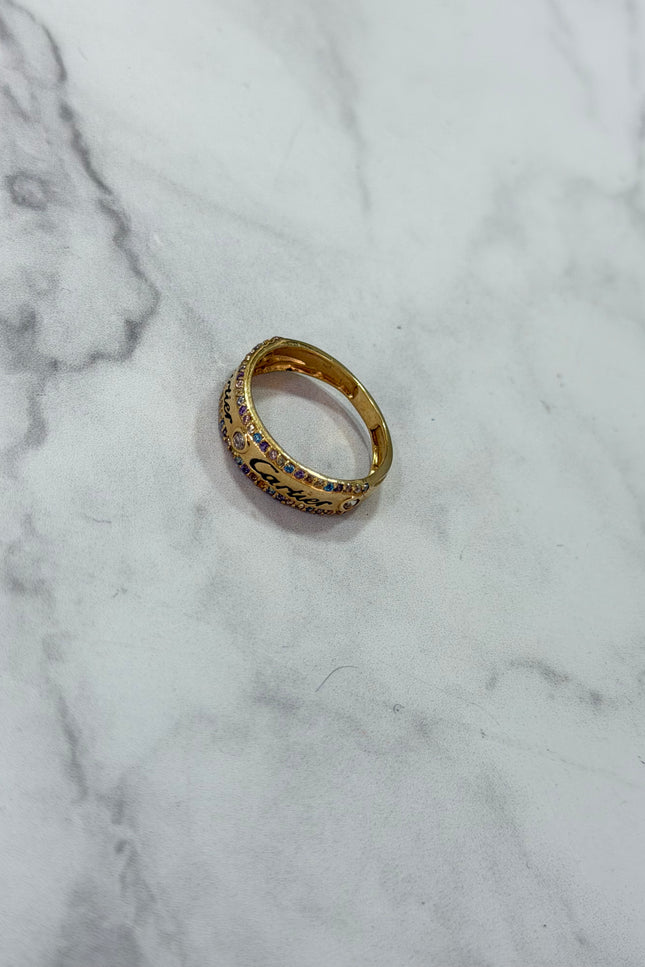 Anillo CT Con Swarovski De Colores / T7 / 2.81Gr /