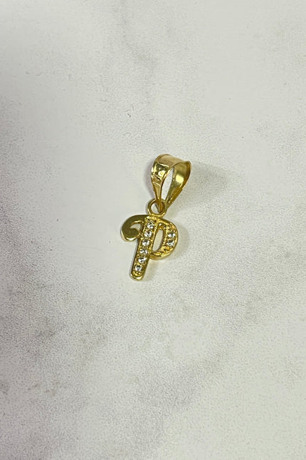 Dije Letra P Con Swarovski / 1.1Cm / 0.62Gr /