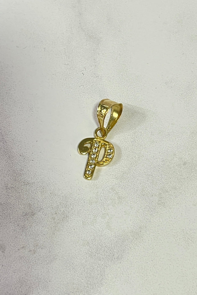 Dije Letra P Con Swarovski / 1.1Cm / 0.62Gr /