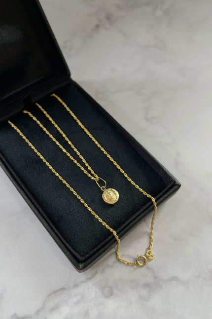 Set De Cadena Y Dije Virgen Redonda Guadalupe / 50Cm / 1.26Gr