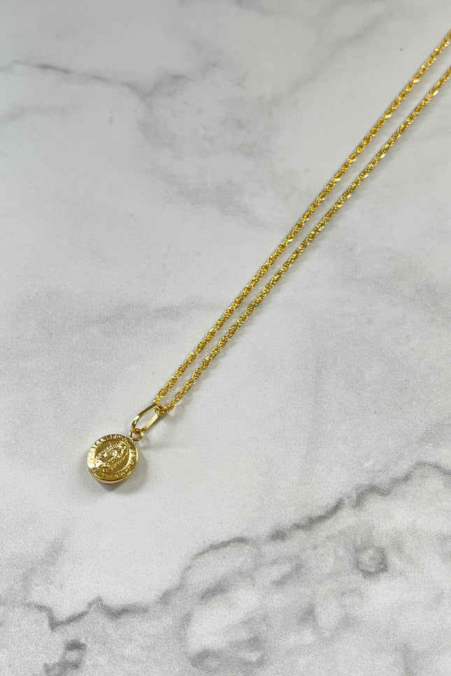 Set De Cadena Y Dije Virgen Redonda Guadalupe / 50Cm / 1.26Gr