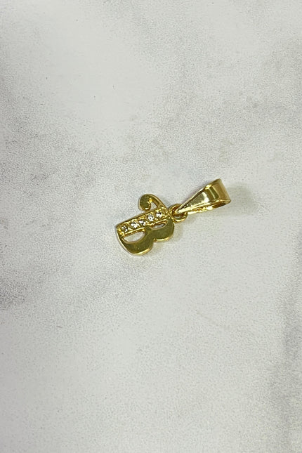 Dije Letra B Con Swarovski Blancos / 1.1Cm / 0.66Gr /