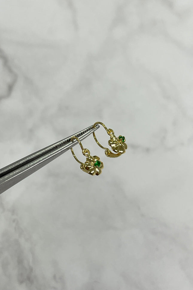 Candongas Flor Con Swarovski Verde / 1.2Cm / 0.6Gr