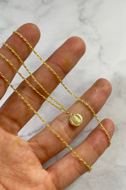 Set De Cadena Y Dije Virgen Redonda Guadalupe / 50Cm / 1.26Gr