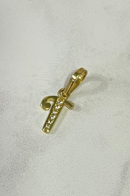 Dije Letra T Con Swarovski / 1.1 / 0.53Gr /