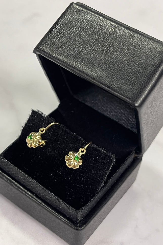 Candongas Flor Con Swarovski Verde / 1.2Cm / 0.6Gr