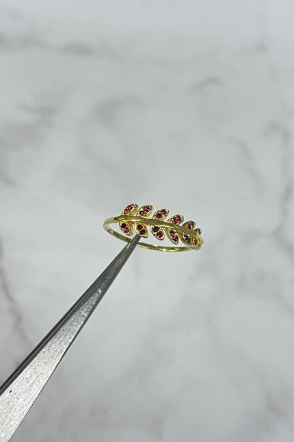 Anillo Flor Swarovski Rojo / T6 1/4 1.48Gr /