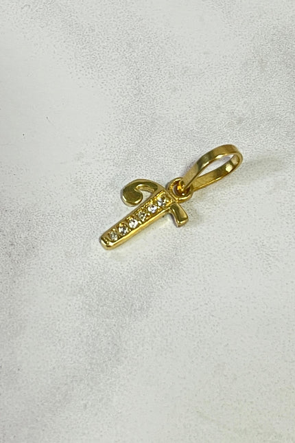 Dije Letra T Con Swarovski / 1.1 / 0.53Gr /