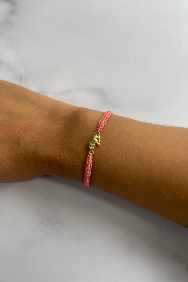 Pulsera Elefante Color Durazno Bola / 3Mm/ 0.43Gr/