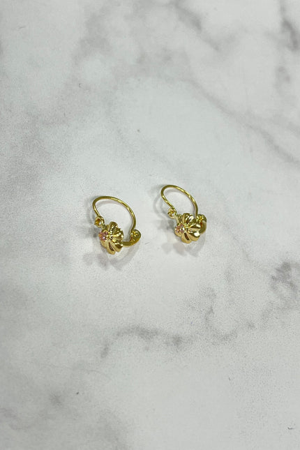 Candongas Flor Con Swarovski Rosa  / 1.2Cm / 0.6Gr