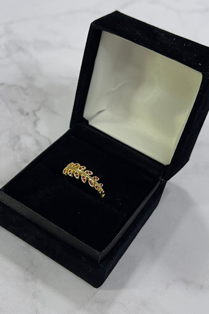 Anillo Flor Swarovski Rojo / T6 1/4 1.48Gr /