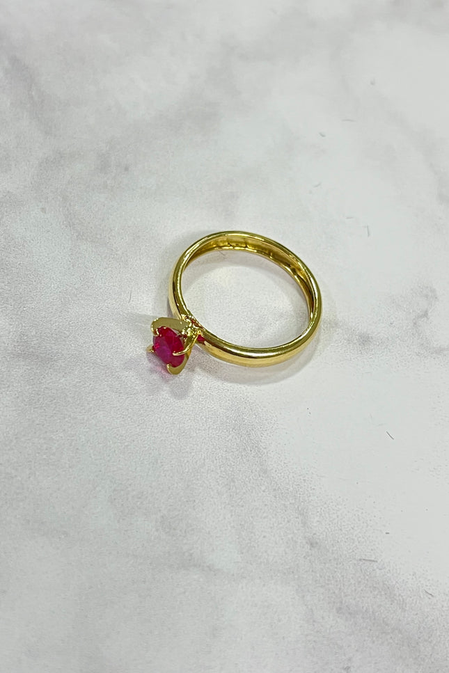 Solitario Con Swarovski Rojo  / T6 / 1.21Gr