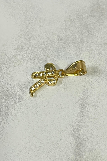 Dije Letra R Con Swarovski Blanco / 1.1Cm / 0.65Gr /
