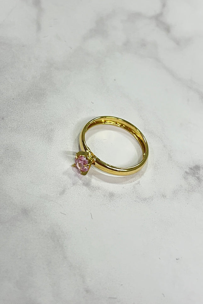 Solitario Con Swarovski Rosado  / T6 / 1.32Gr