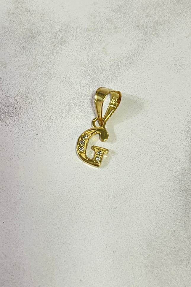 Dije Letra G Con Swarovski Blanco / 1.1Cm / 0.53 /