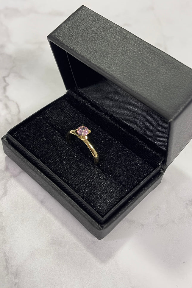 Solitario Con Swarovski Rosado  / T6 / 1.32Gr