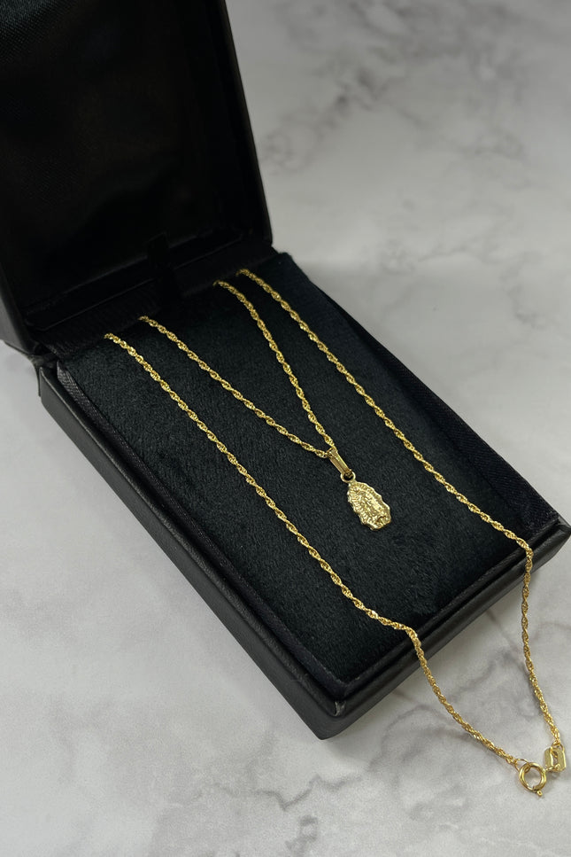 Set De Cadena Y Dije Virgen Silueta Guadalupe / 45Cm / 1.21Gr /
