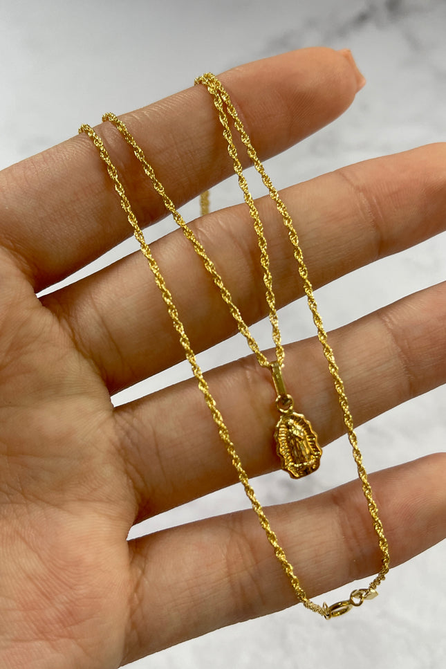 Set De Cadena Y Dije Virgen Silueta Guadalupe / 45Cm / 1.21Gr /