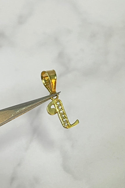 Dije Letra L Con Swarovski / 1.1Cm / 0.56Gr /