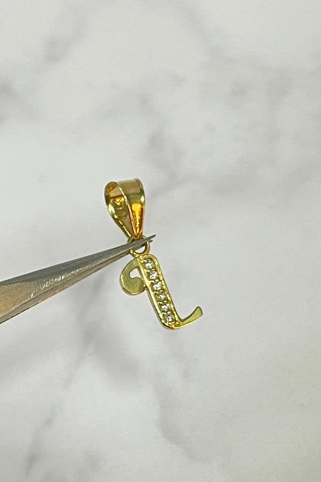 Dije Letra L Con Swarovski / 1.1Cm / 0.56Gr /