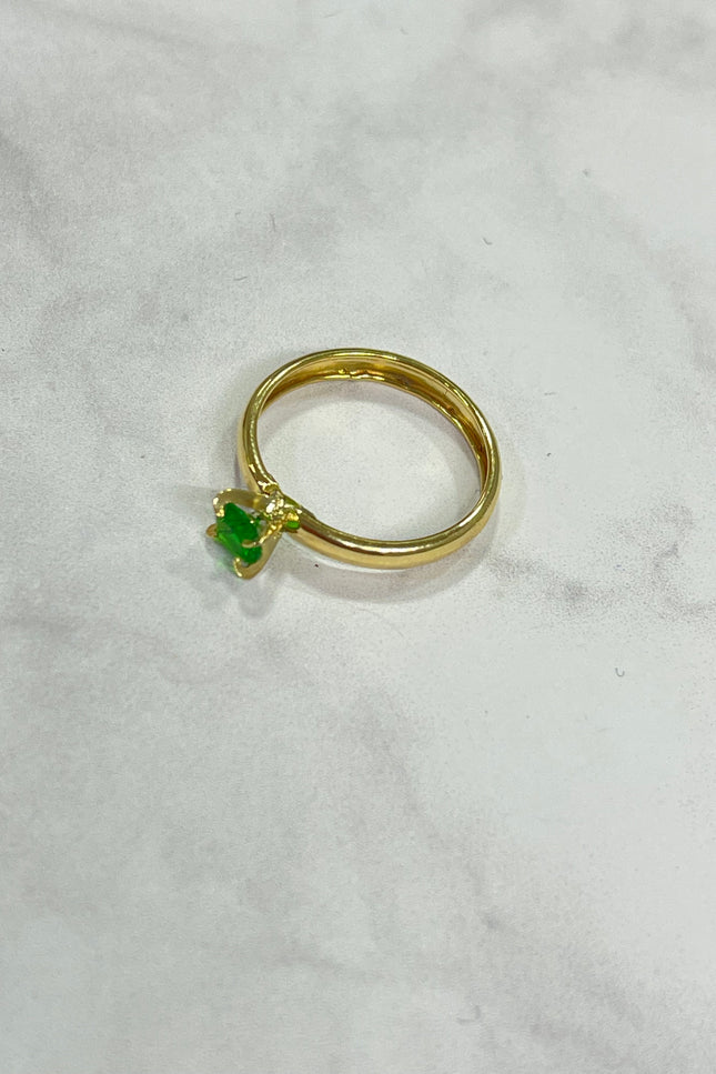 Solitario Con Swarovski Verde / T7 1/4 / 1.17Gr