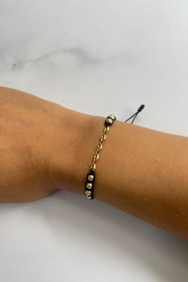 Pulsera Con Herraje GC Color Negro / 1.07Gr /