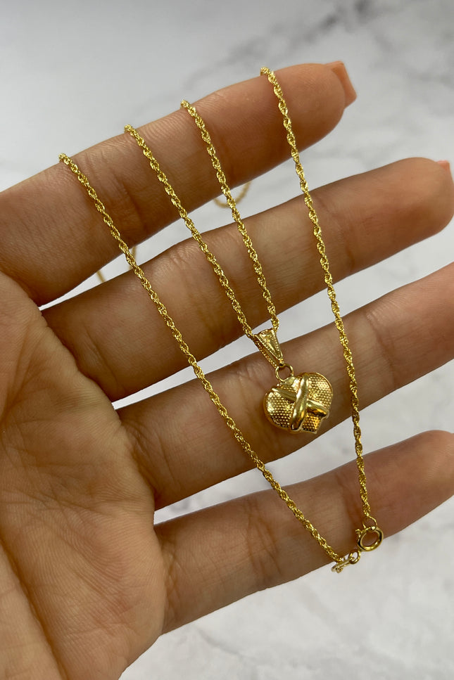 Set Cadena Y Dije Corazon Rustico / 45Cm / 1.59Gr /